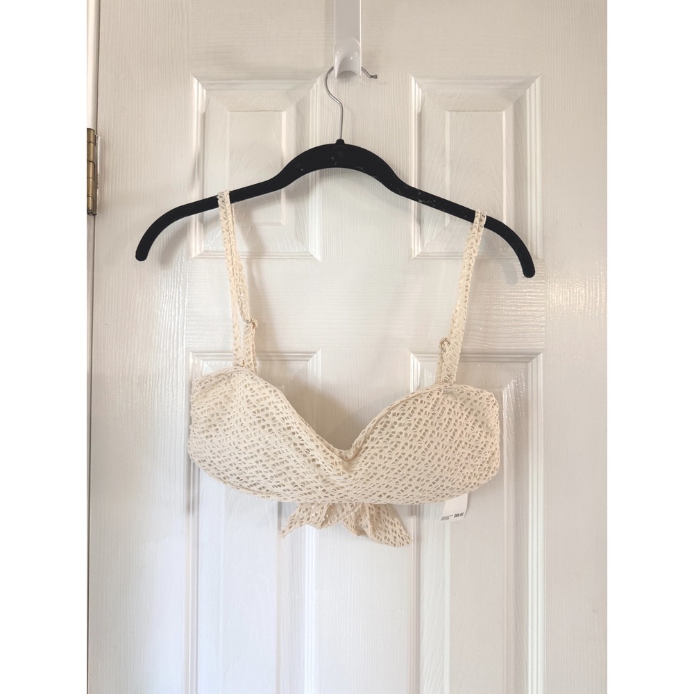 Palmacea Banu Bikini Top Nilo Ivory Textured Mesh Pearl Straps J1062 NEW Small
